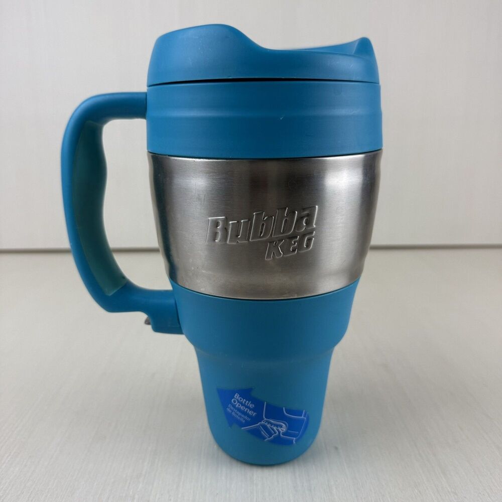 Bubba Keg Travel Mug With Handle Insulated 34oz Teal Silver Bottle Opener